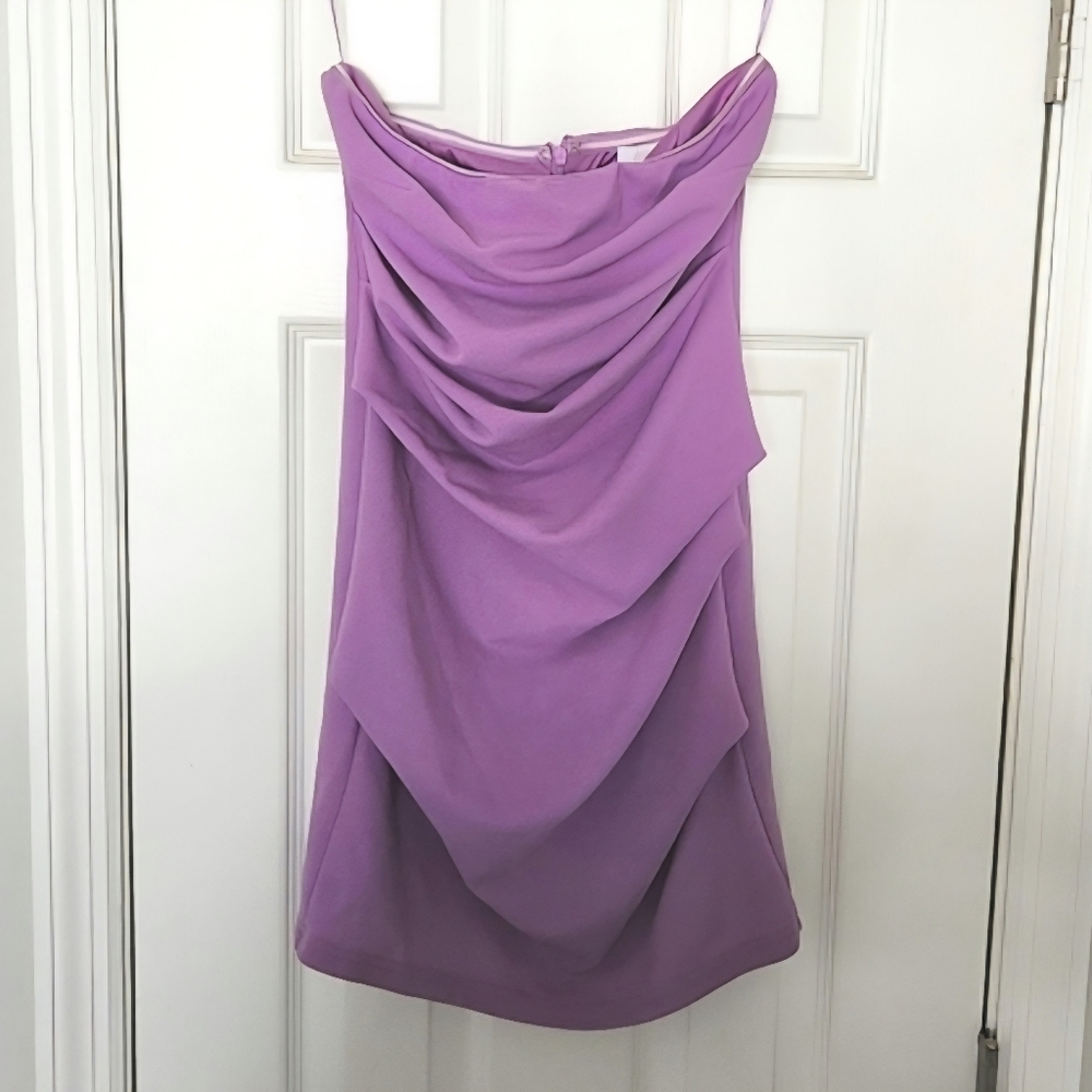 NWT Olivaceous Purple Strapless Ruched Mini Dress Sz Small